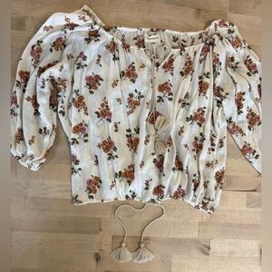 Ralph Lauren Denim and Supply floral boho tassel Blouse